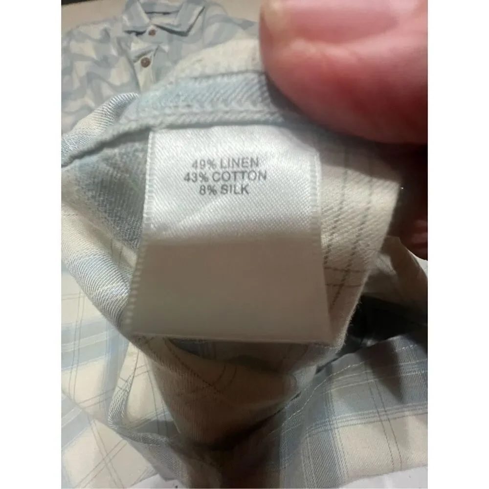 No Brand Mens Plaid Linen/Cotton  Blend  Shirt Sz L NWOT